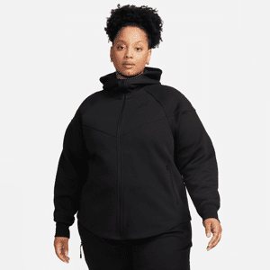 Nike Sportswear Tech Fleece Windrunner–hættetrøje med lynlås i fuld længde til kvinder (plus size) - sort sort 4X