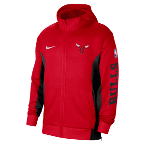 Chicago Bulls Showtime Nike Dri-FIT NBA-hættetrøje med fuld lynlås til mænd - rød rød 3XL
