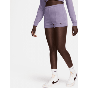 Højtaljede slanke Nike Sportswear Chill Terry-shorts (5 cm) i french terry til kvinder - lilla lilla XL (EU 48-50)