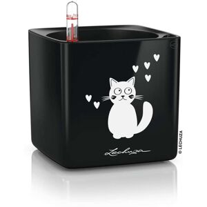 LECHUZA plantekrukke CUBE Glossy CAT 14 ALL-IN-ONE sort højglans