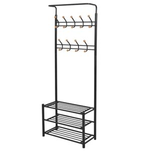 vidaXL knagerække med skoopbevaring 68 x 32 x 182,5 cm sort