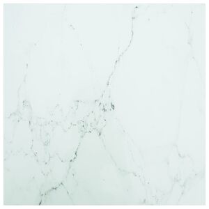vidaXL bordplade 60x60 cm 6 mm hærdet glas med marmortekstur hvid