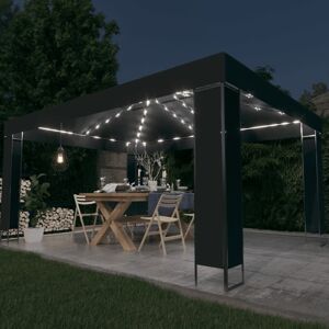 vidaXL pavillon med LED-lyskæder 3x4 m antracitgrå