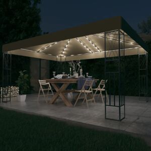 vidaXL pavillon med LED-lyskæder 3x4 m stof gråbrun