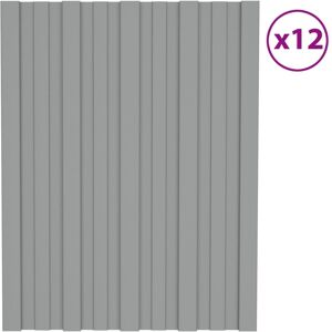 vidaXL tagplader 12 stk. 60x45 cm galvaniseret stål grå