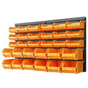 vidaXL opbevaringskasser med vægpaneler 32 dele gul og sort
