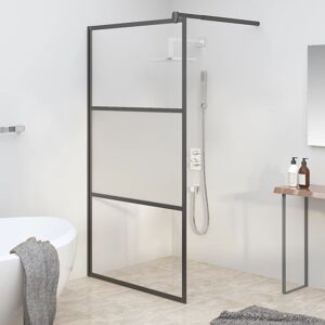 vidaXL brusevæg 100x195 cm halvmatteret sikkerhedsglas sort