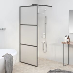 vidaXL brusevæg 90x195 cm matteret sikkerhedsglas sort