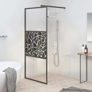 vidaXL brusevæg 80x195 cm sikkerhedsglas med stendesign sort