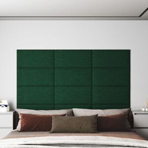 vidaXL vægpaneler 12 stk. 60x30 cm 2,16 m² stof mørkegrøn