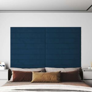 vidaXL vægpaneler 12 stk. 90x15 cm 1,62 m² fløjl blå