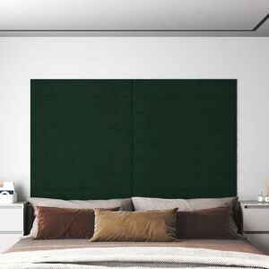 vidaXL vægpaneler 12 stk. 90x15 cm 1,62 m² fløjl mørkegrøn