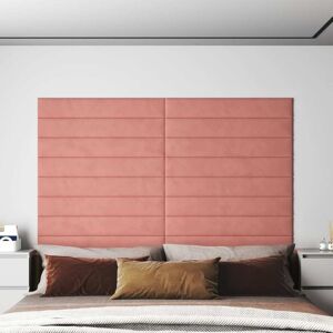 vidaXL vægpaneler 12 stk. 90x15 cm 1,62 m² fløjl lyserød