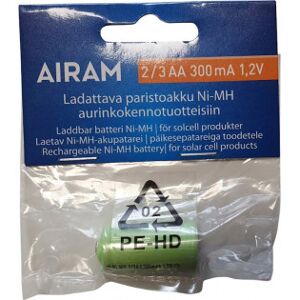 Airam Batteri Nimh-Batteri Til Solprodukter, 2/3 Aa, 300 Mah, 1 Stk.