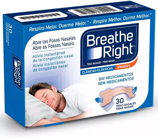 Tiras Nasales Breathe Right Tamaño Grande x30