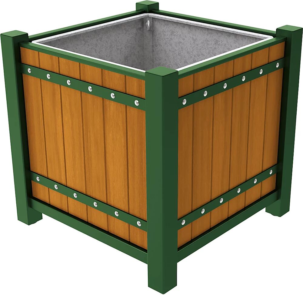 PROCITY Recipiente para plantas SARLAT, H x A x P 960 x 1060 x 880 mm, barnizado en color roble claro, verde musgo