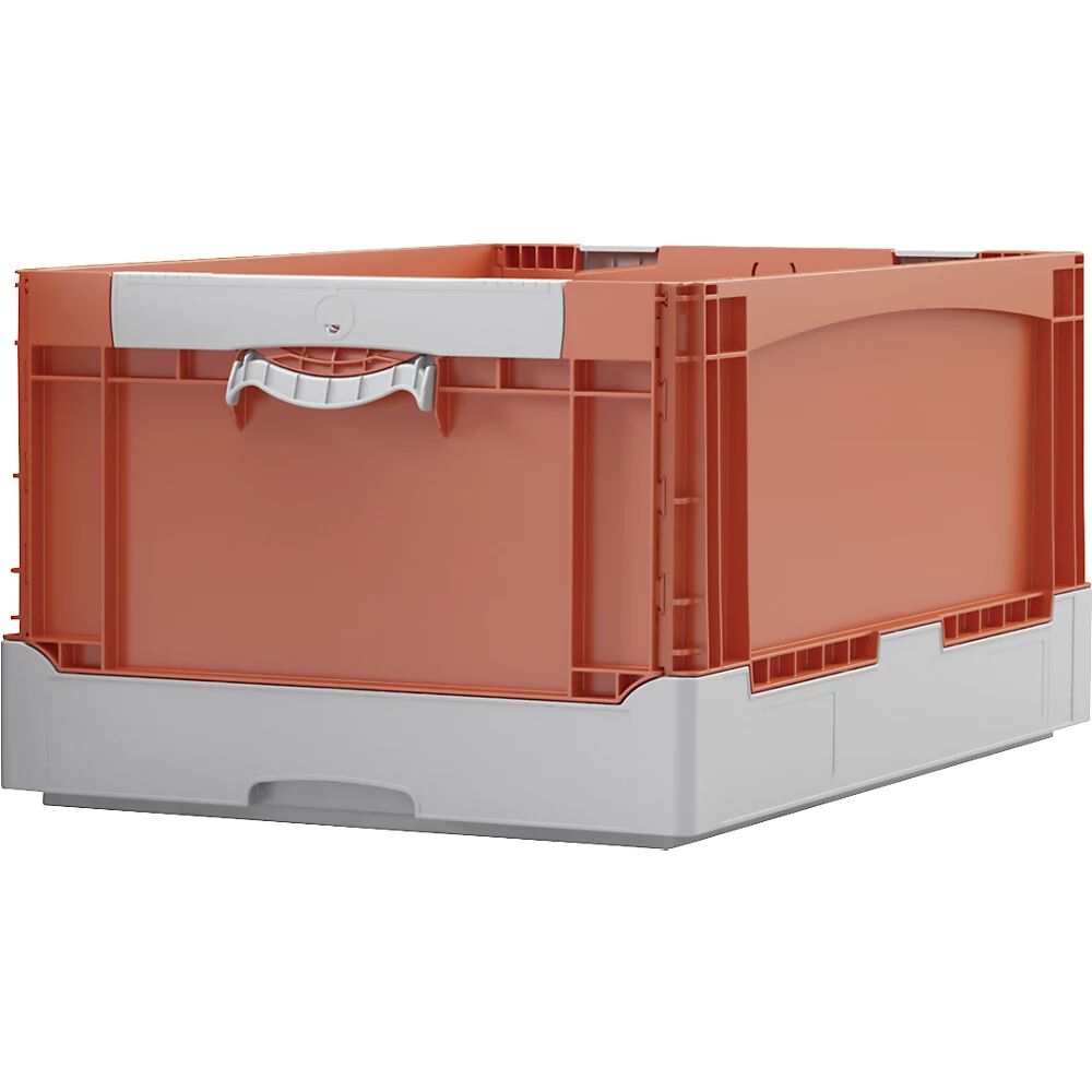 BITO Caja plegable EQ, con asas elevables y fondo liso, L x A x H 600 x 400 x 285 mm, naranja