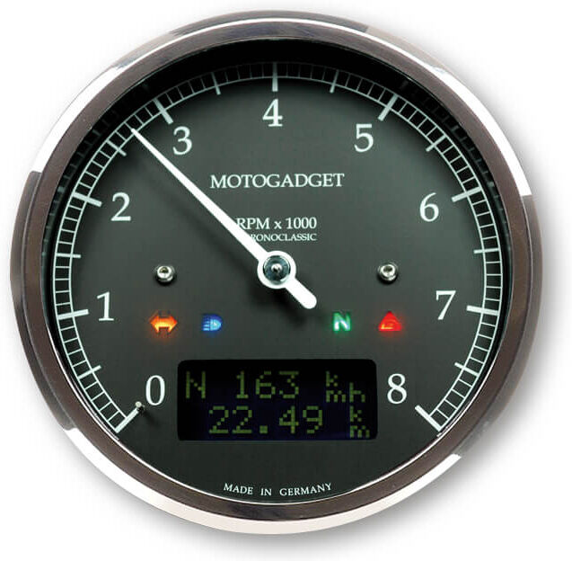 motogadget Motoscope clásico contador rev DarkEdition -8.000 rpm - Plata