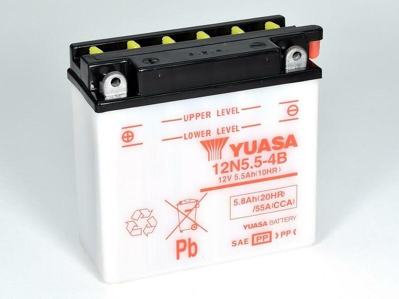 YUASA Batería  Convencional Sin Acid Pack - 12N5.5-4B Batería sin paquete ácido -