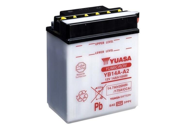 YUASA Batería  Convencional Sin Acid Pack - YB14A-A2 Batería sin paquete ácido -