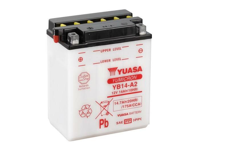 YUASA Batería  Convencional Sin Acid Pack - YB14-A2 Batería sin paquete ácido -
