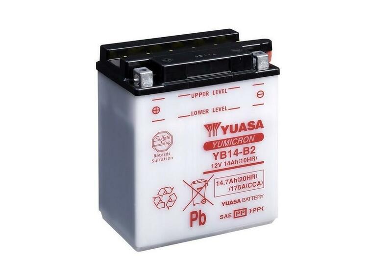 YUASA Batería  Convencional Sin Acid Pack - YB14-B2 Batería sin paquete ácido -