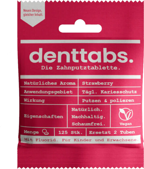 Denttabs Pastillas dentífricas de fresa con flúor para niños