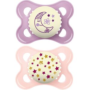 MAM Night 0-6 kk Silk Teat Pacifier X6 2 kpl – Pink