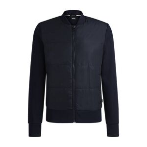 Boss Zip-up sweatshirt in organic cotton and technical fabric