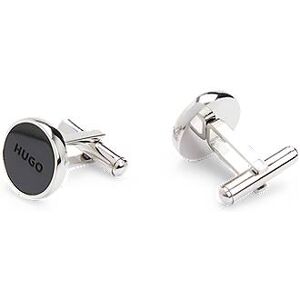 HUGO Round cufflinks with logo-engraved enamel inserts