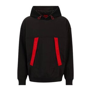 HUGO Oversized-fit hoodie with red logo tape