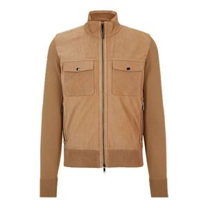 Boss Nappa-leather regular-fit jacket with wool trims