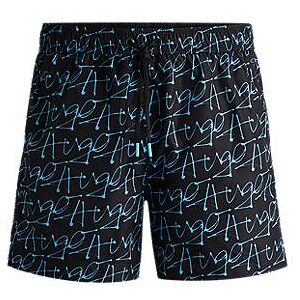 HUGO Fully lined quick-dry swim shorts with handwritten logos