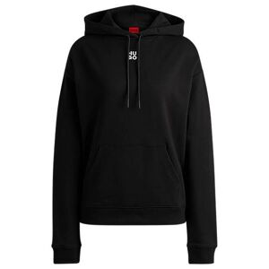 HUGO Cotton-terry hoodie with stacked logo and kangaroo pocket