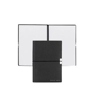 Boss A6 notebook in black faux leather with elasticated band