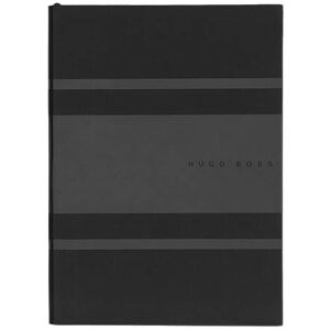 Boss Grey-striped A5 notebook in faux leather