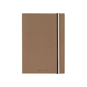 Boss Camel faux-leather A5 notebook with signature-stripe strap