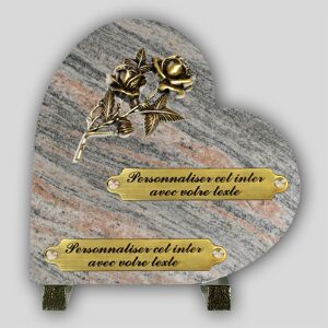 La Boutique Funéraire Coeur Funéraire Granit Juparana - Deux roses en bronze et inserts personnalisables - Publicité