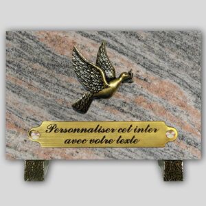 La Boutique Funeraire Plaque Funeraire Granit Juparana rectangle - Colombe en bronze et  personnalisable