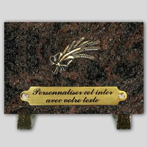 La Boutique Funeraire Plaque Funeraire Granit Himalaya rectangle - Epi de ble en bronze et  personnalisable