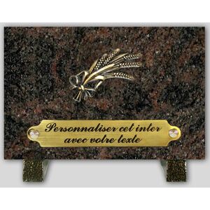 La Boutique Funéraire Plaque Funéraire Granit Himalaya rectangle - Epi de blé en bronze et insert personnalisable - Publicité