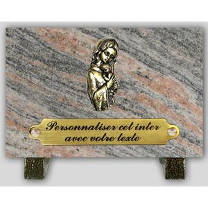 La Boutique Funéraire Plaque Funéraire Granit Juparana rectangle - Vierge et enfant en bronze et insert personnalisable - Publicité