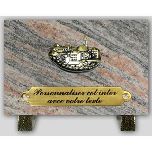 La Boutique Funeraire Plaque Funeraire Granit Juparana rectangle - Village en bronze et  personnalisable