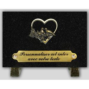 La Boutique Funéraire Plaque Funéraire Granit noir rectangle - Coeur + colombe en bronze et insert personnalisable - Publicité