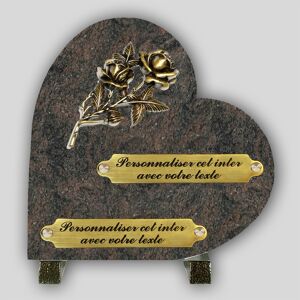 La Boutique Funéraire Coeur Funéraire Granit Himalaya - Deux roses en bronze et inserts personnalisables - Publicité