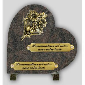 La Boutique Funéraire Coeur Funéraire Granit Himalaya - Bouquet de tournesols en bronze et insert personnalisable - Publicité