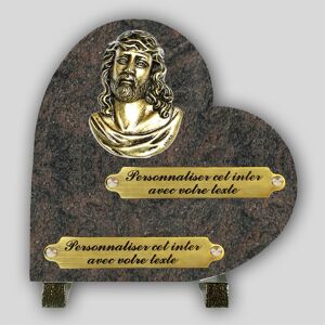 La Boutique Funéraire Coeur Funéraire Granit Himalaya - Christ en bronze et inserts personnalisables - Publicité