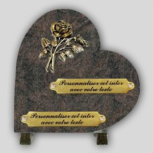 La Boutique Funeraire Coeur Funeraire Granit Himalaya - Rose en bronze et s personnalisables