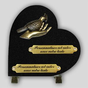 La Boutique Funeraire Coeur Funeraire Granit Noir - Main et colombe en bronze et s personnalisables