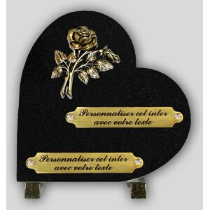 La Boutique Funéraire Coeur Funéraire Granit Noir - Rose en bronze et inserts personnalisables - Publicité